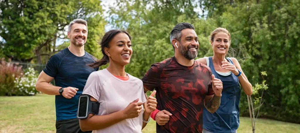 Mature people jogging in the park